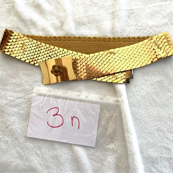 Vintage Gold-Tone Metal Mesh Belt With Floral Clasp Adjustable Size Retro 3n - Picture 7 of 8